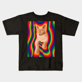 White burmese cat with yellow eyes Kids T-Shirt